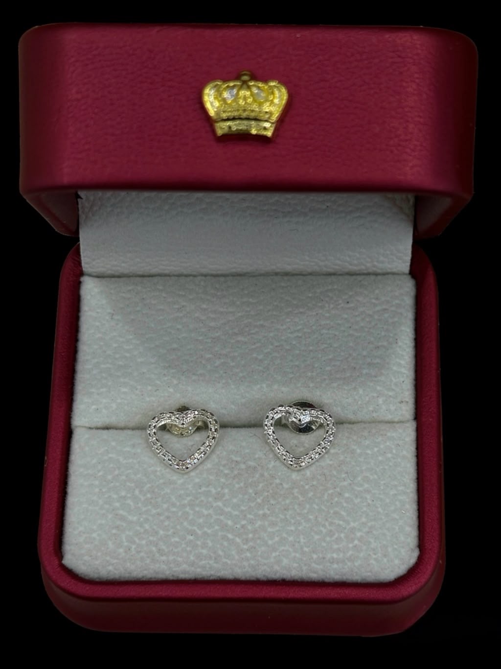 Aretes Corazón Silueta con Circones en Plata Ley 925